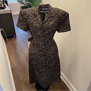 Kathie Lee Collection Black and Pink Floral Maxi Dress